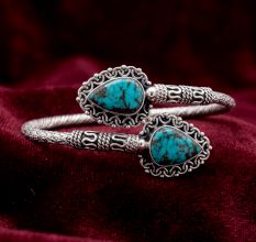 Handmade Silver Jewelry Turquoise Kada Bracelet